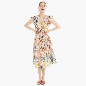 J. Crew Point Sur flutter sleeve Pom Pom dress